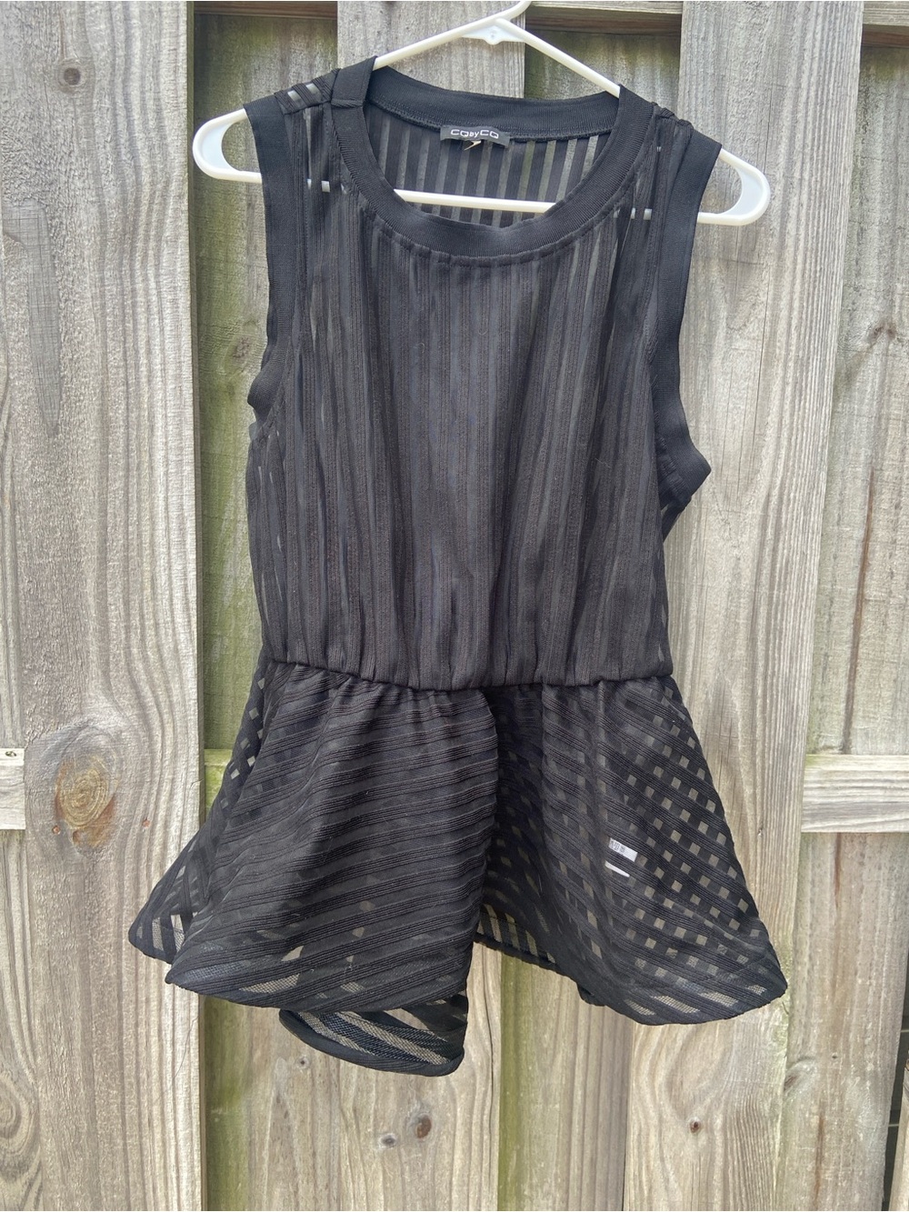 CbyCq Black women Sleeveless Sheer Peplum Tank fantasy Top size L